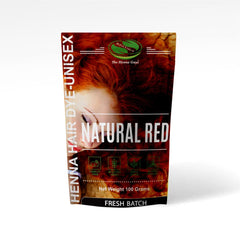 The Henna Guys natural red henna dye in a 100g pack for plant-based color.