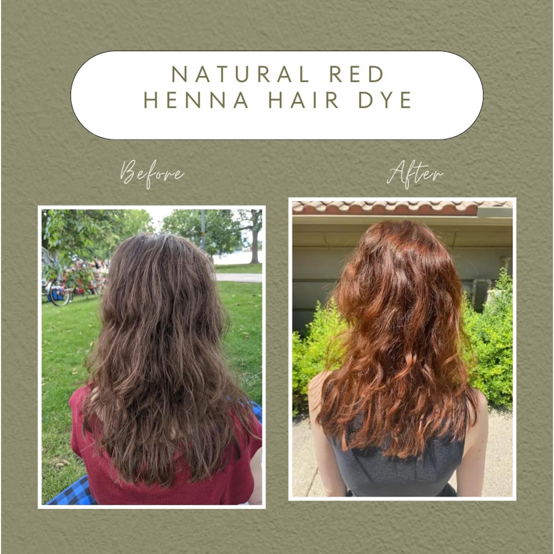 The Henna Guys natural red henna hair color finished look with rich tone and shine.