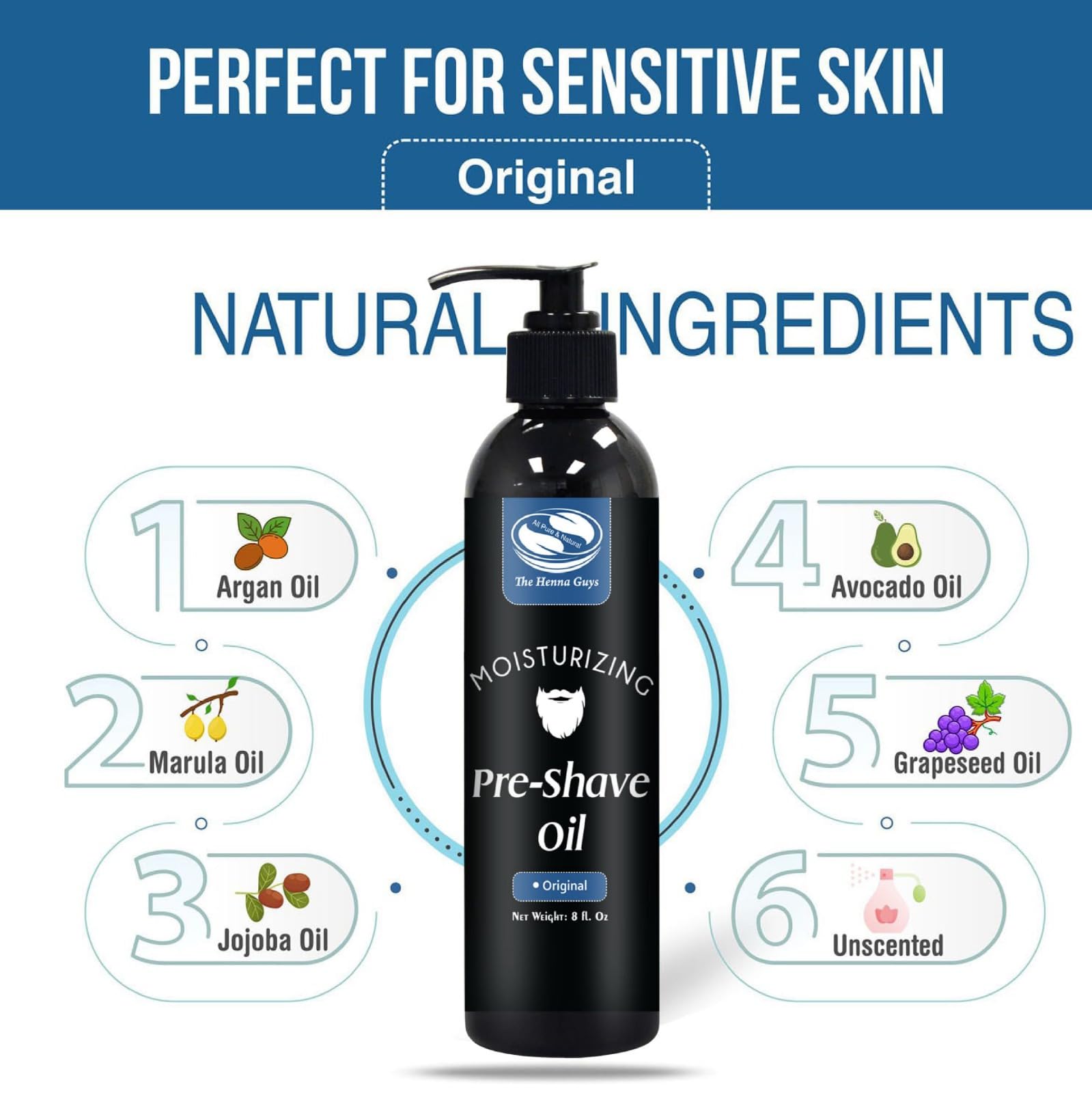 Natural oils—jojoba, grapeseed, avocado—nourish skin during shaving.