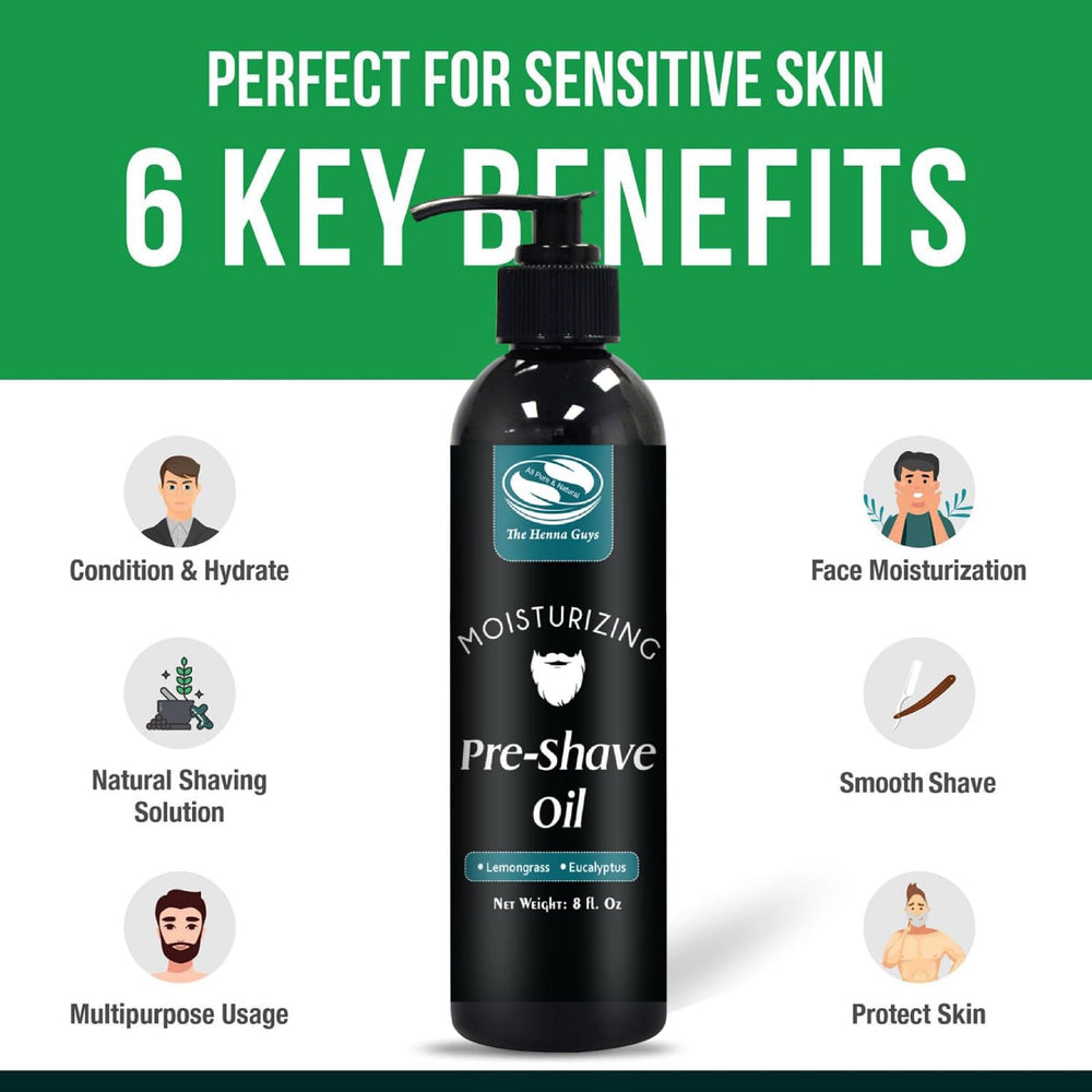 The Henna Guys pre-shave oil for sensitive skin reduces irritation