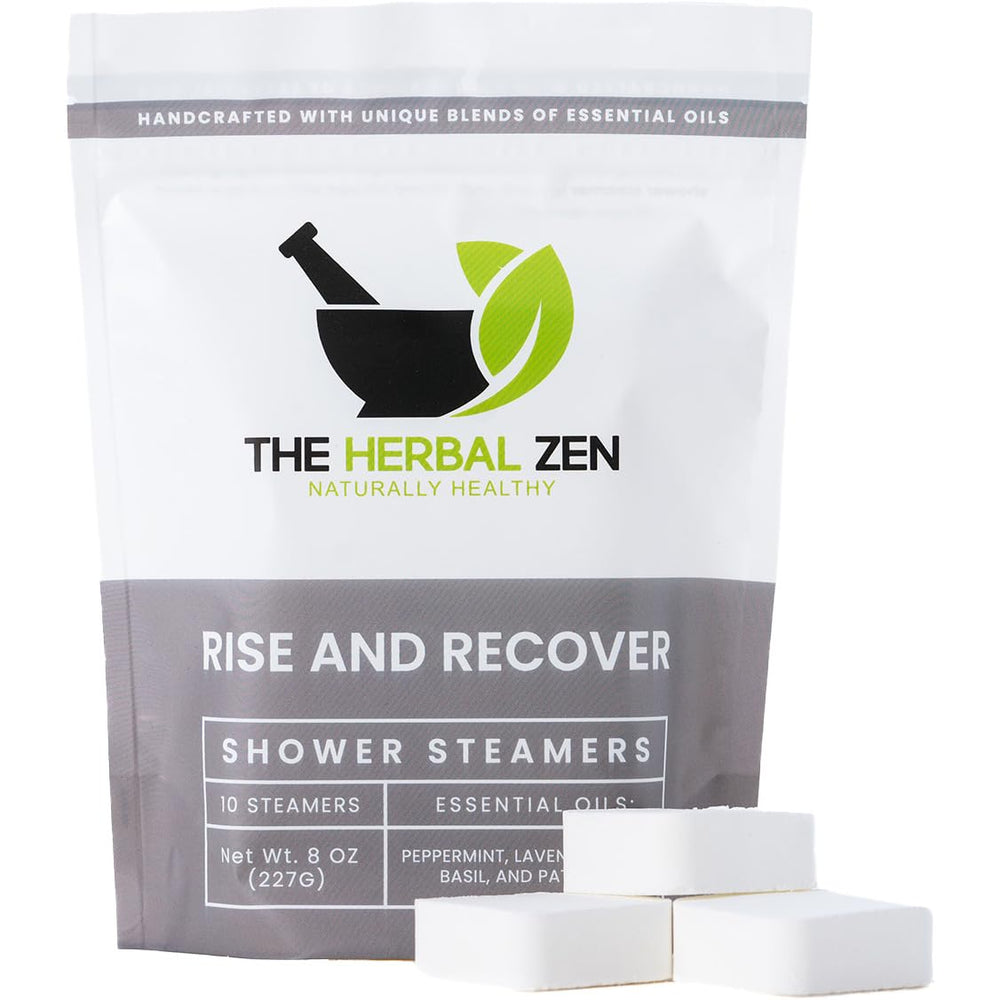 The Herbal Zen aromatherapy shower steamer in a relaxing display, natural essential oil blend