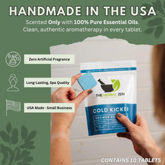 The Herbal Zen Cold Kicker peppermint-eucalyptus aroma enhances daily shower routine.