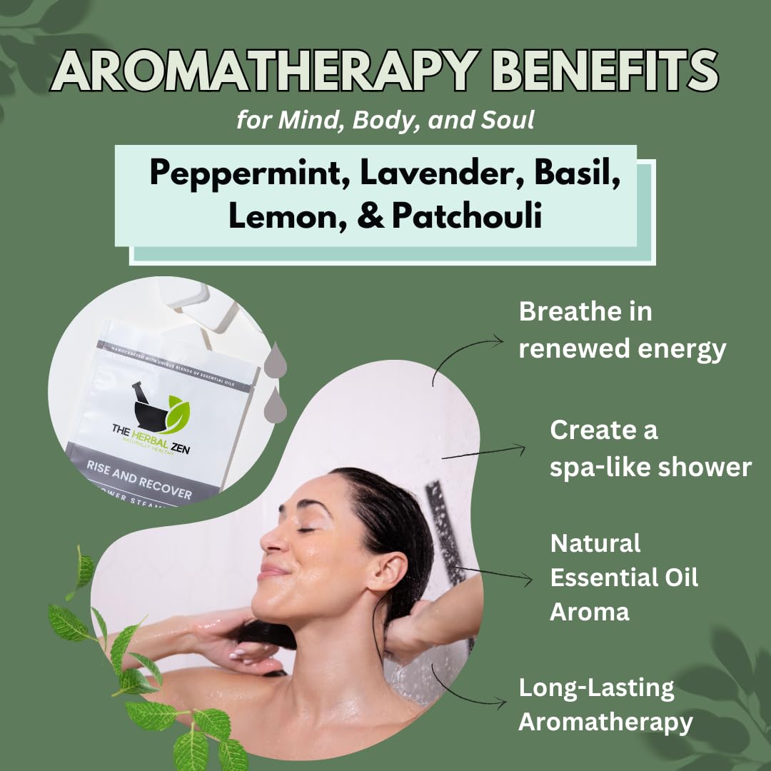 The Herbal Zen label handmade in USA on shower steamer packaging