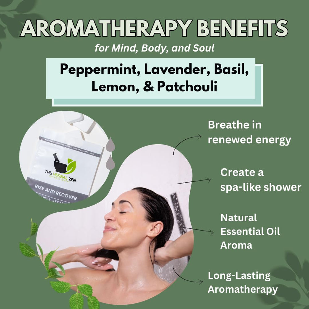 The Herbal Zen label handmade in USA on shower steamer packaging