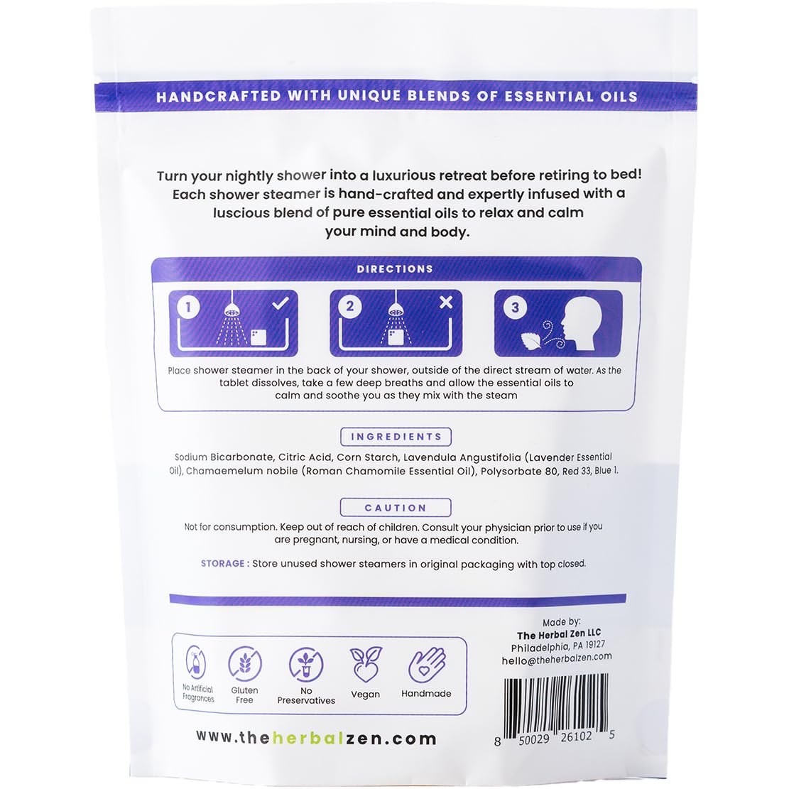 The Herbal Zen Lavender Shower Steamer promotes a relaxing daily routine.