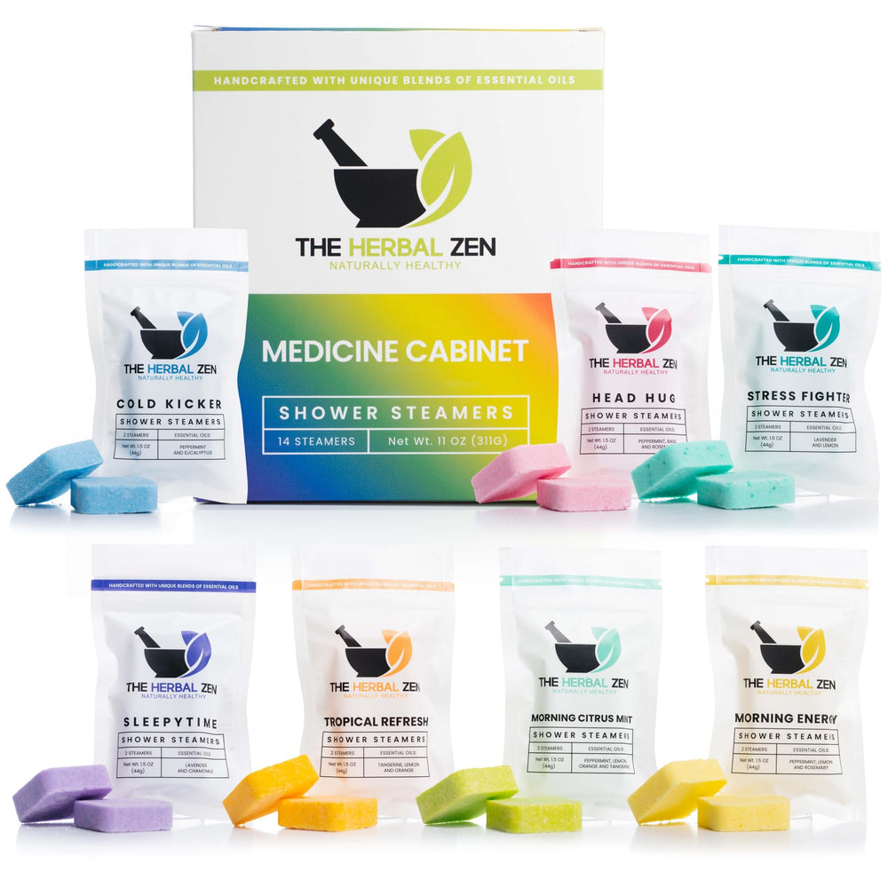 The Herbal Zen shower steamers variety pack front view for gifting and daily pampering.