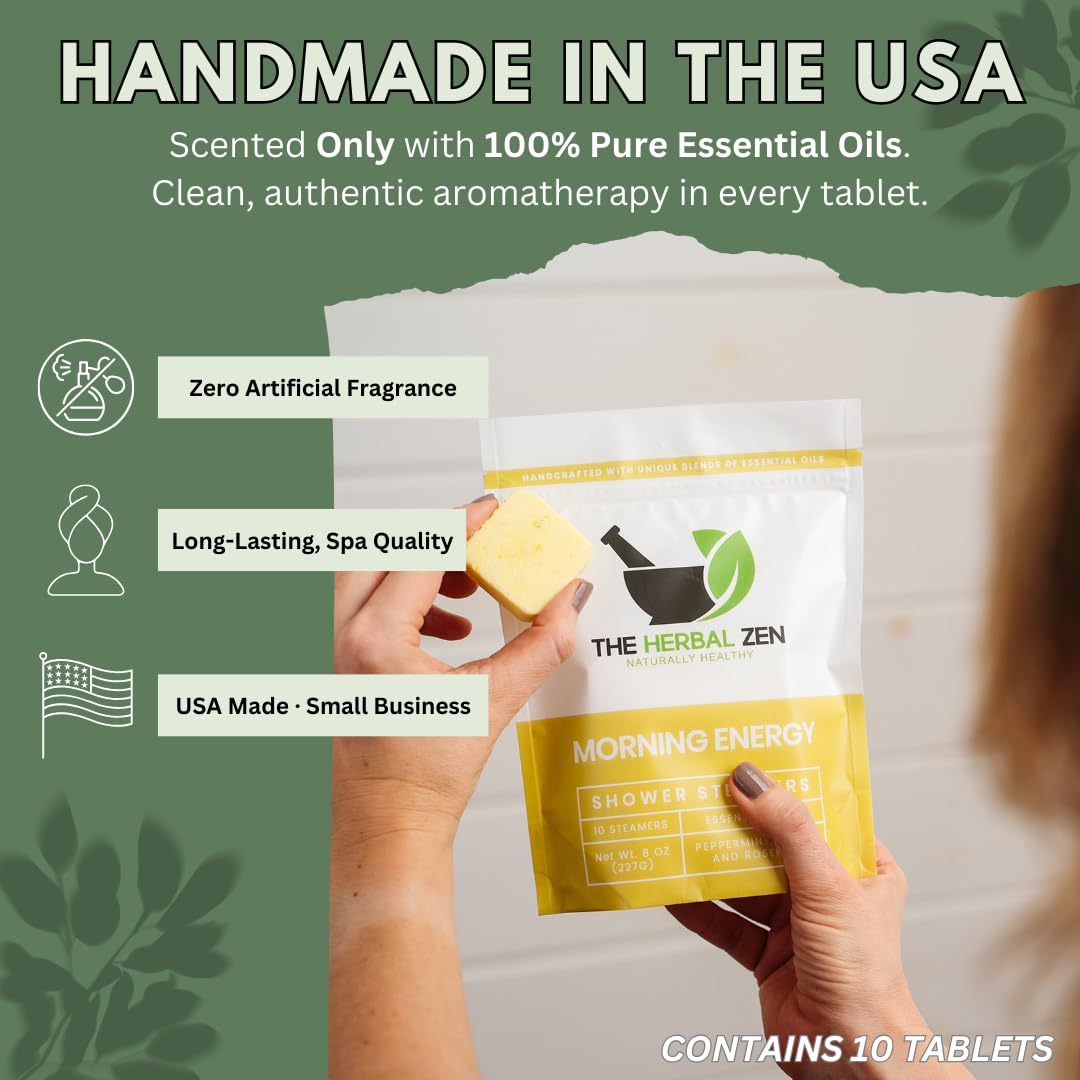 The Herbal Zen Steam-release visual, oils infuse the shower for a vivid wakeup.