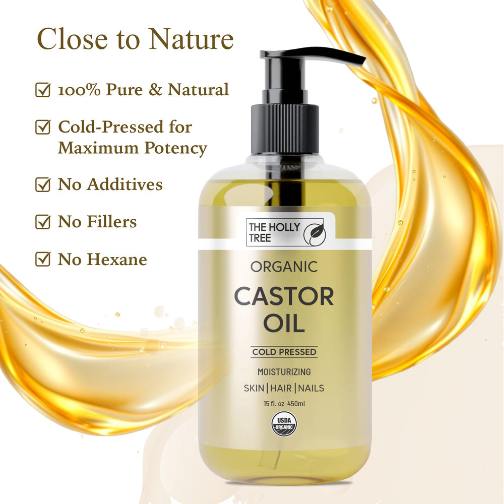 Hexane-free seal on The Holly Tree Organic Castor Oil packaging for clean formula