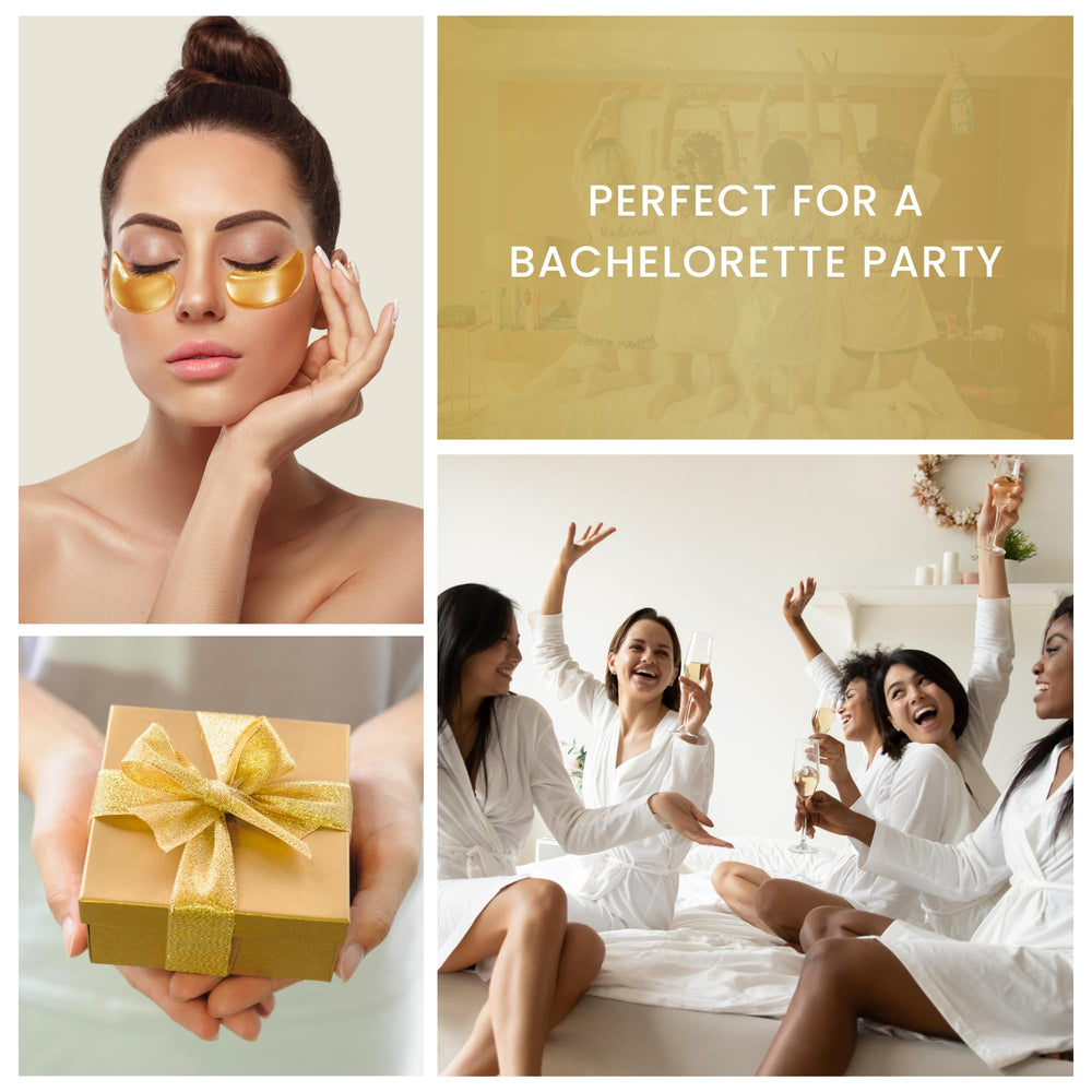 The Hollywood Eye 24K Gold Under Eye Patches applied under the eyes for a soothing, spa-like routine.