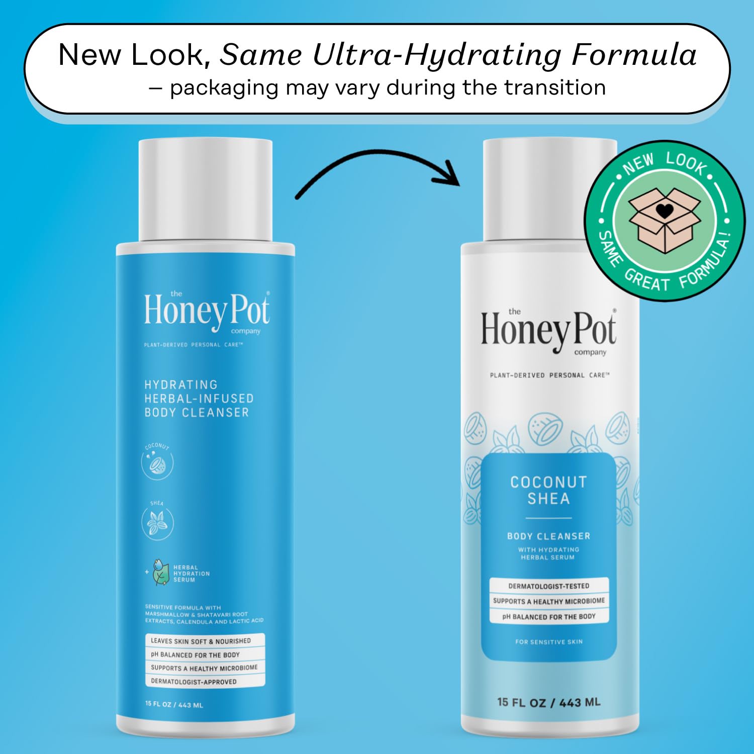 The Honey Pot Coconut Shea Body Wash foam shows rich lather for moisturized skin.