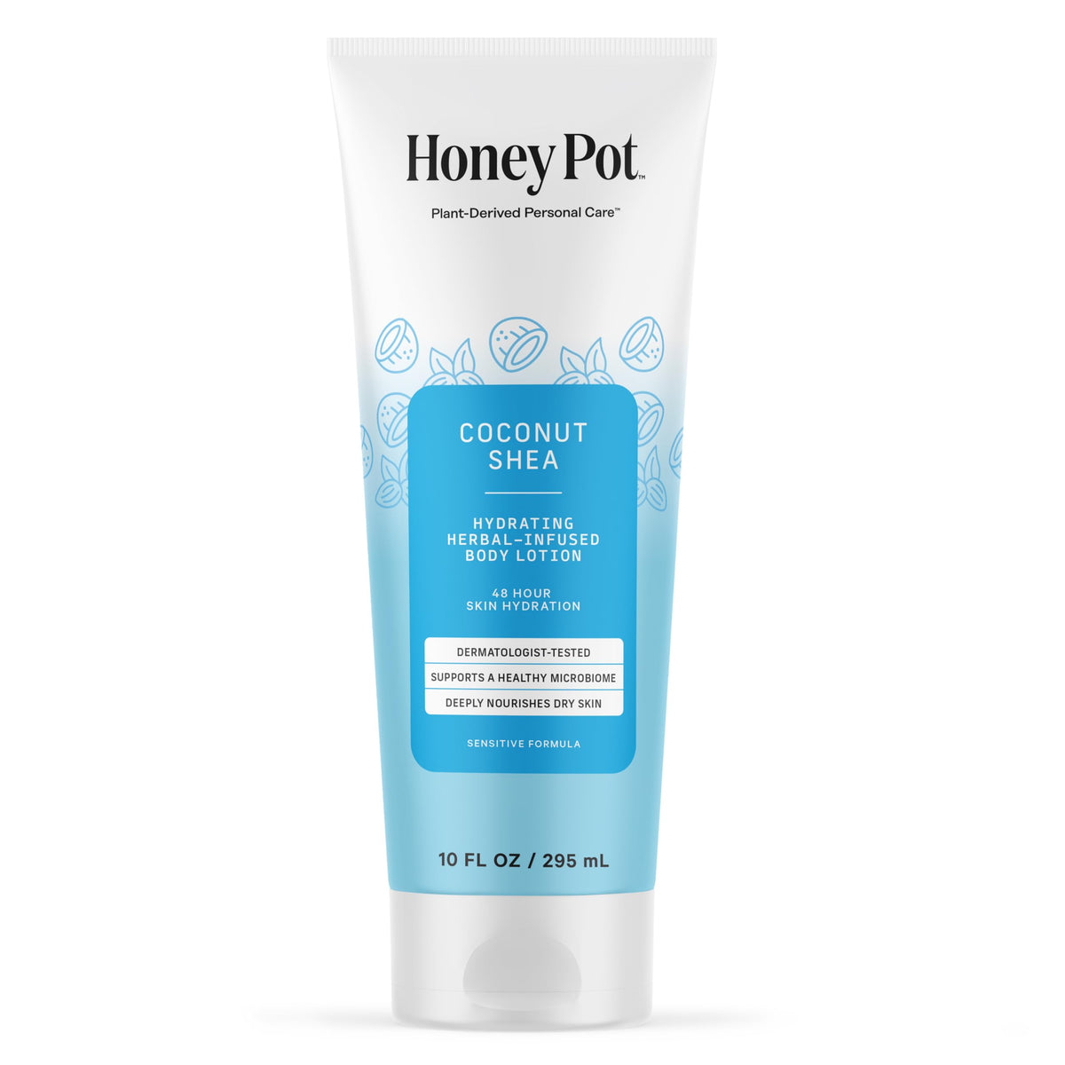 The Honey Pot Coconut Shea bottle packshot highlighting hydrating, gentle skin care.
