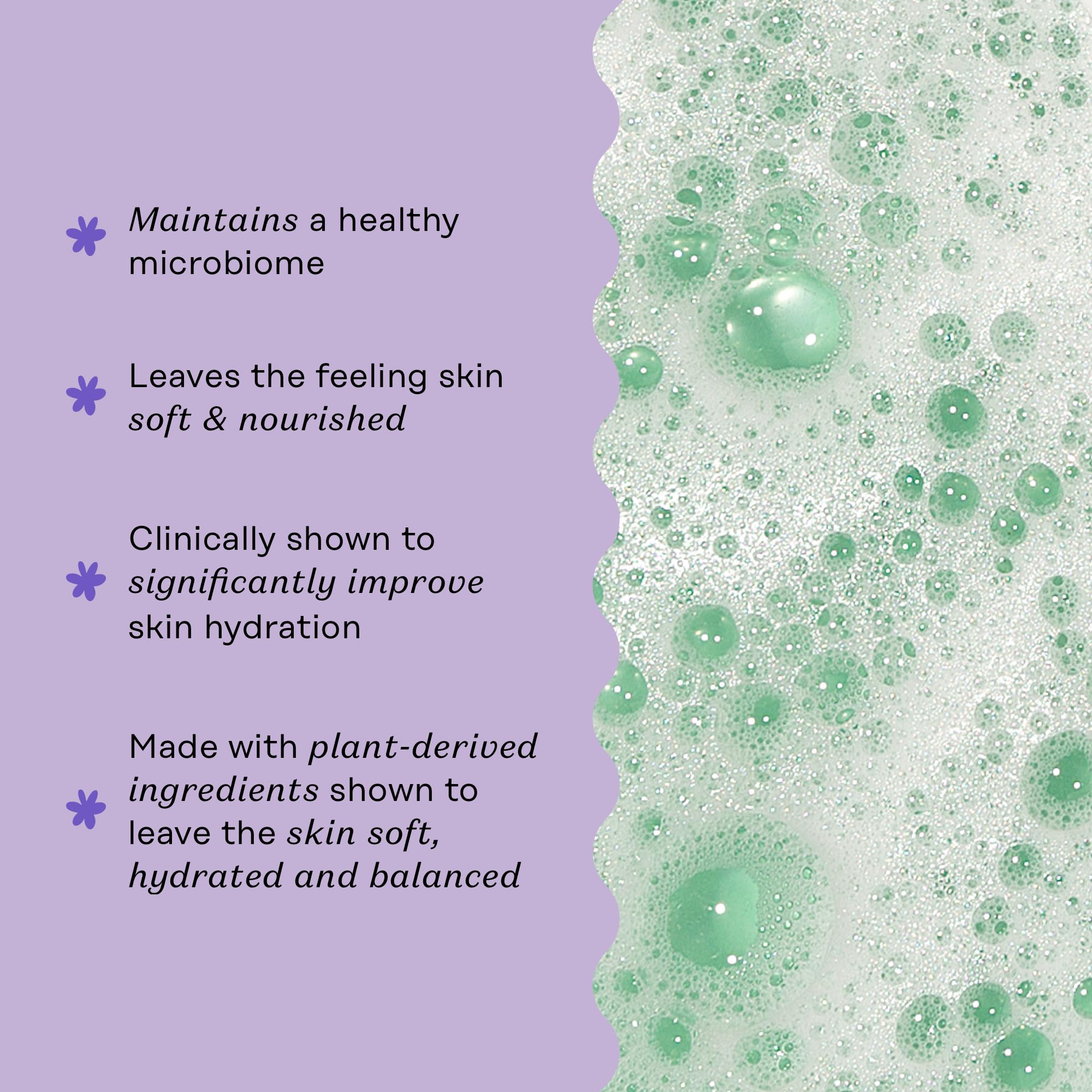 The Honey Pot Lavender Chamomile hand application demonstrates gentle cleansing.