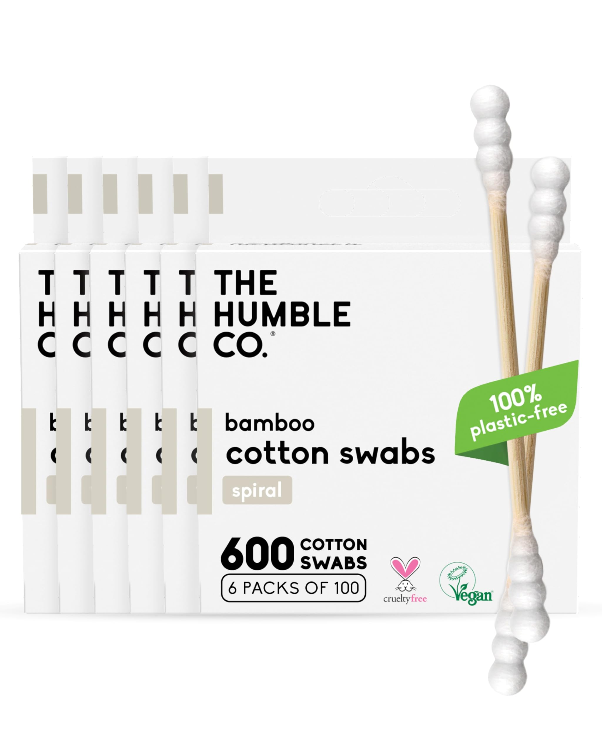 The Humble Co bamboo swabs spiral design pack-front for precise makeup touch-ups