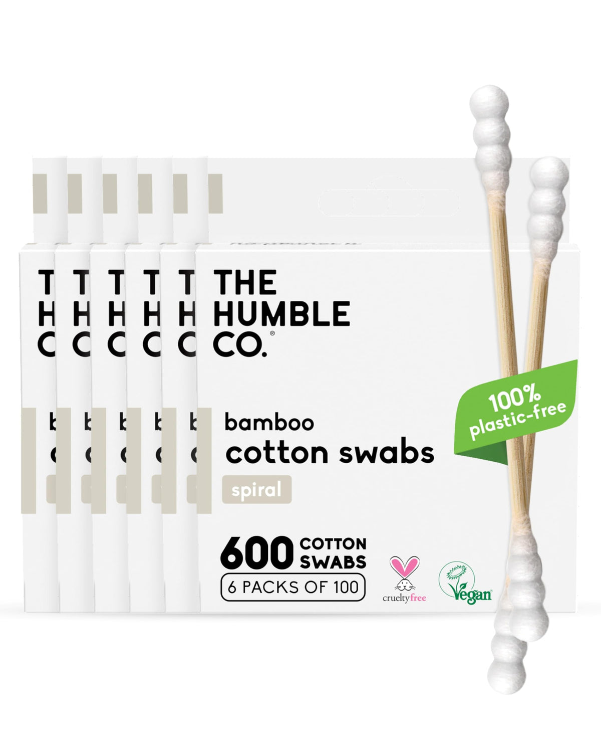 The Humble Co bamboo swabs spiral design pack-front for precise makeup touch-ups
