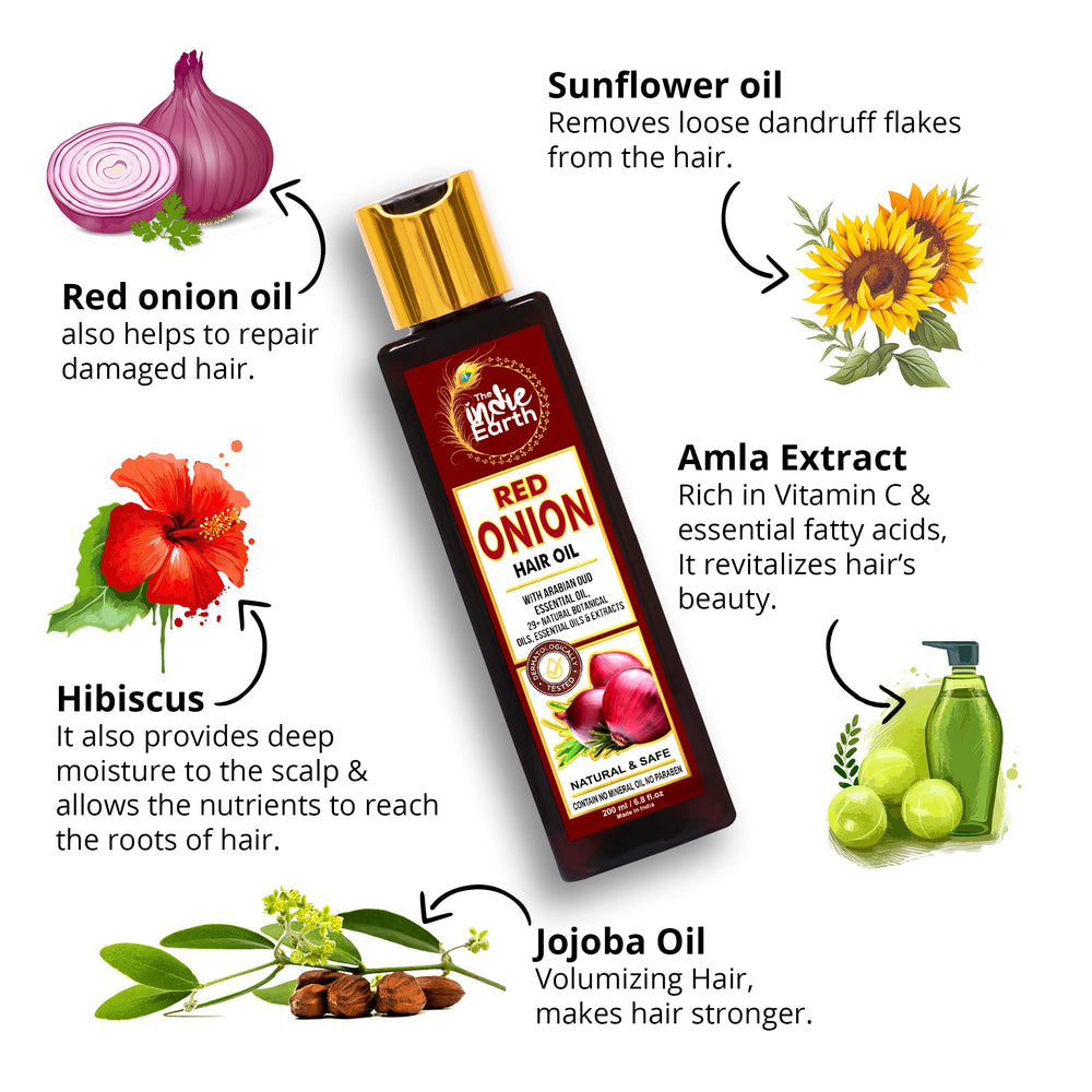 In-use shot on scalp during a nourishing application of The Indie Earth Red Onion Hair Growth Oil.