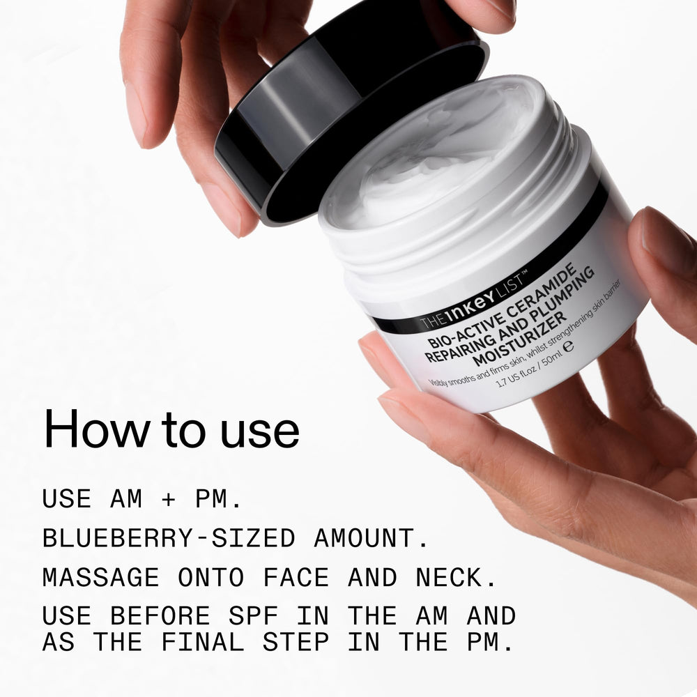 The INKEY List Bio-Active Ceramide Repairing vegan-friendly badge on packaging.