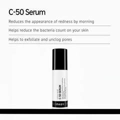The INKEY List C-50 serum during night routine application for overnight blemish management