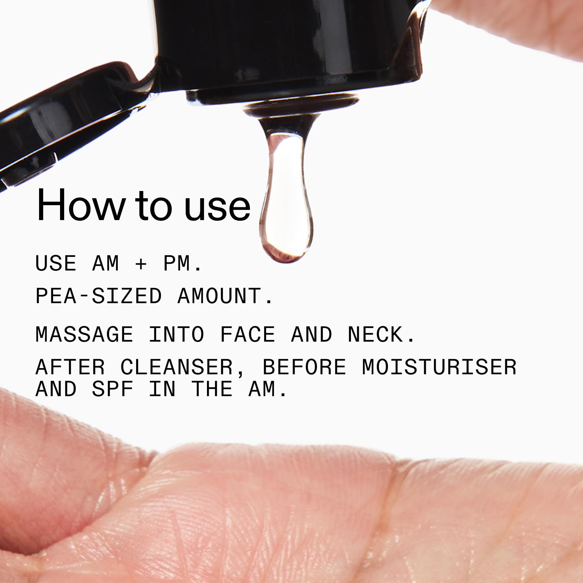 The INKEY List Collagen Peptide Serum neck application demonstrates full-face coverage and neckline care.