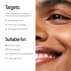 The INKEY List Hyaluronic Acid Serum Duo applied to skin for plump hydration.