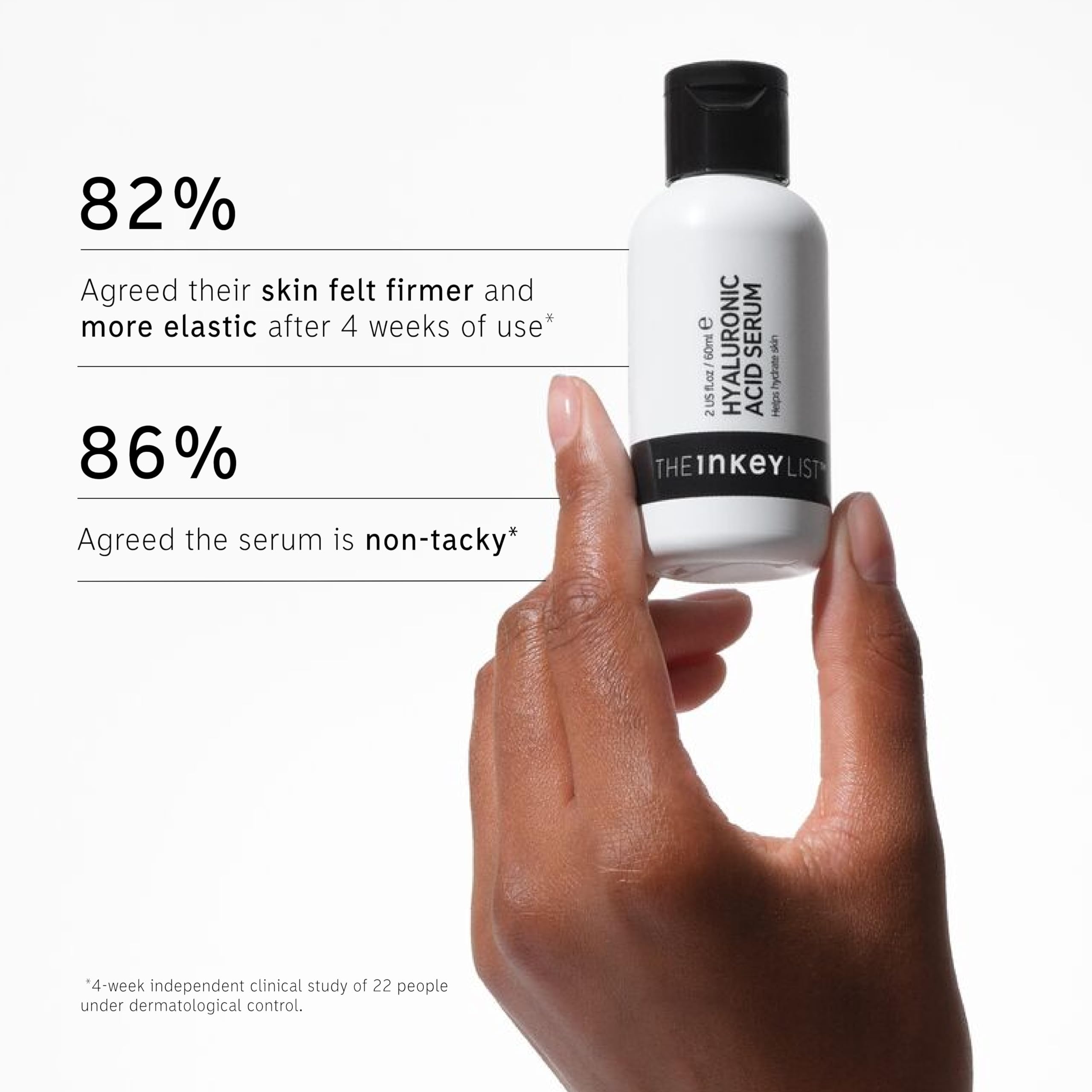 The INKEY List Hyaluronic Acid Serum Duo pump in use for even application.