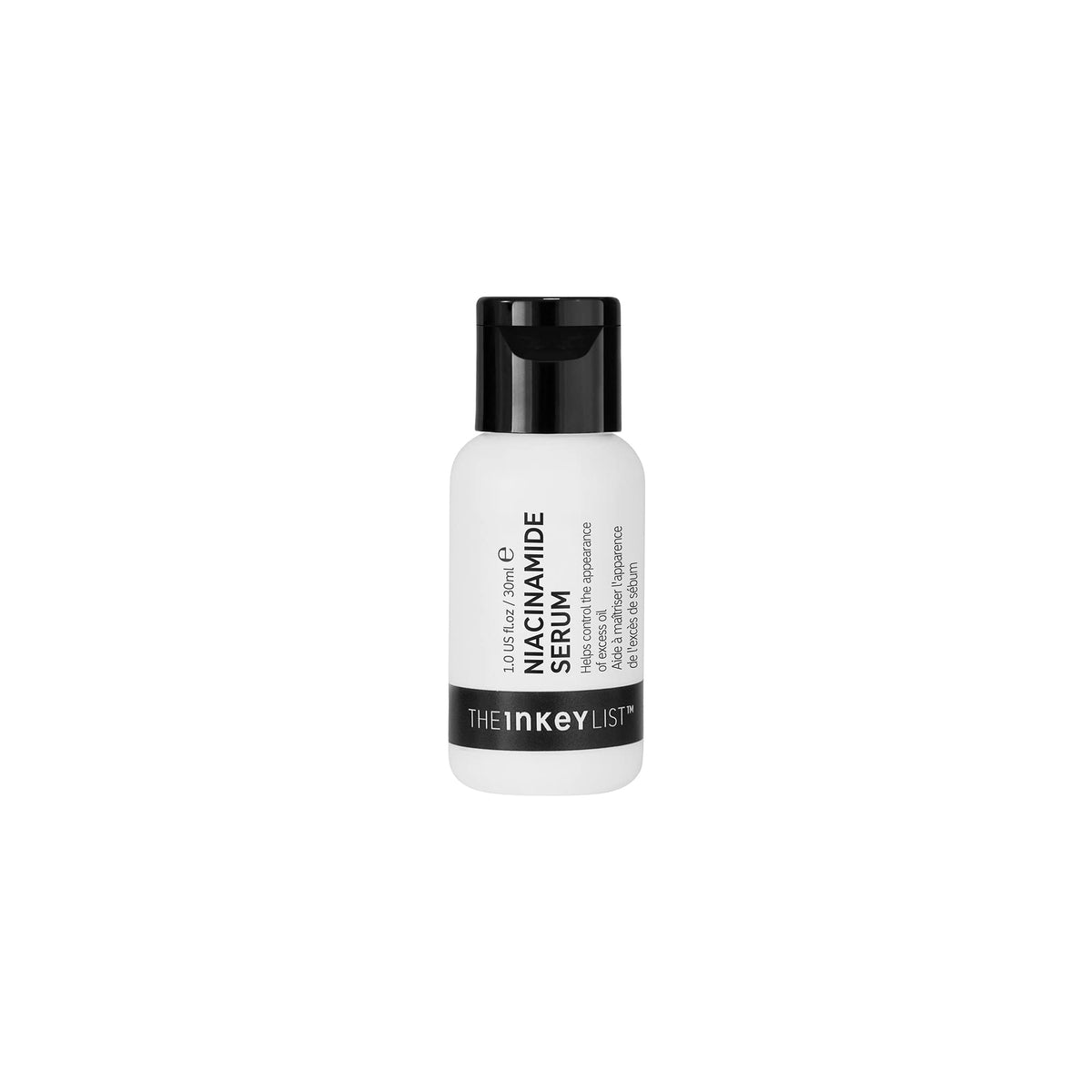 The INKEY List Niacinamide Serum bottle front highlights compact oil-control formula.