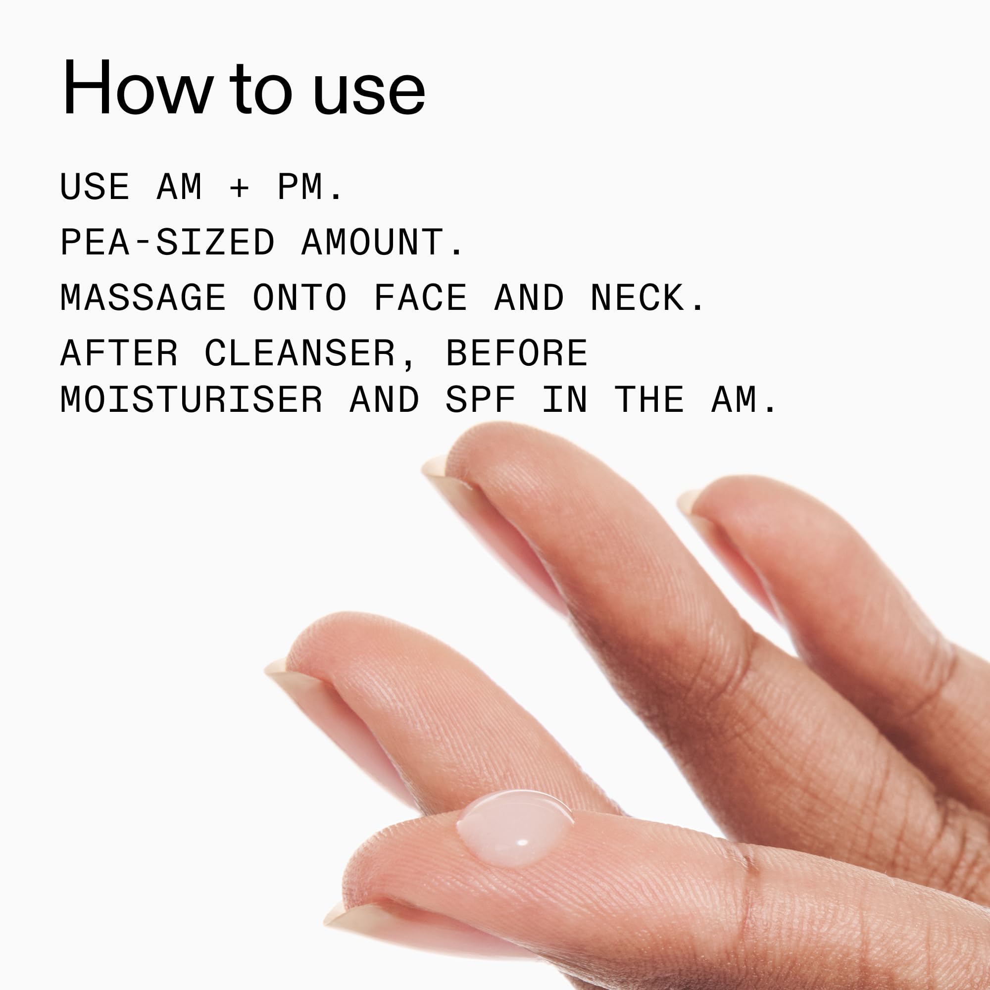 The INKEY List Polyglutamic Acid Serum applied on the face before moisturizer for layering hydration.