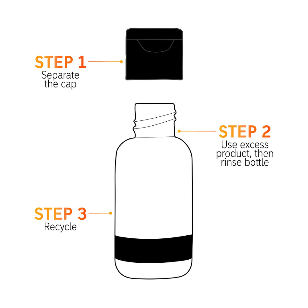 Glass bottle on a neutral backdrop conveys premium skincare-focused design.