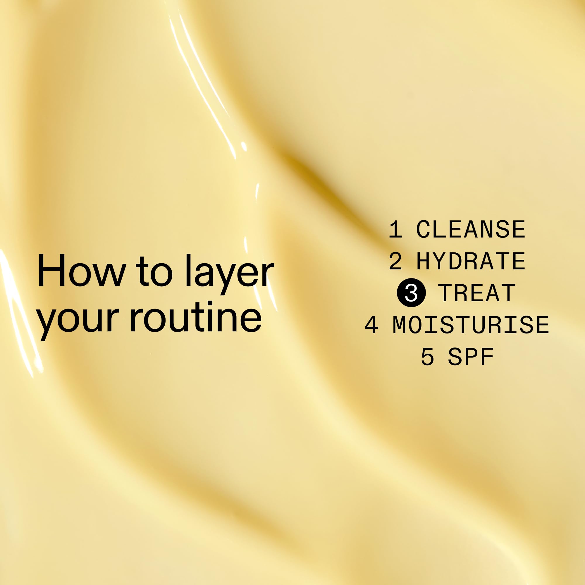 The serum texture on the hand shows a light, fast-absorbing formula