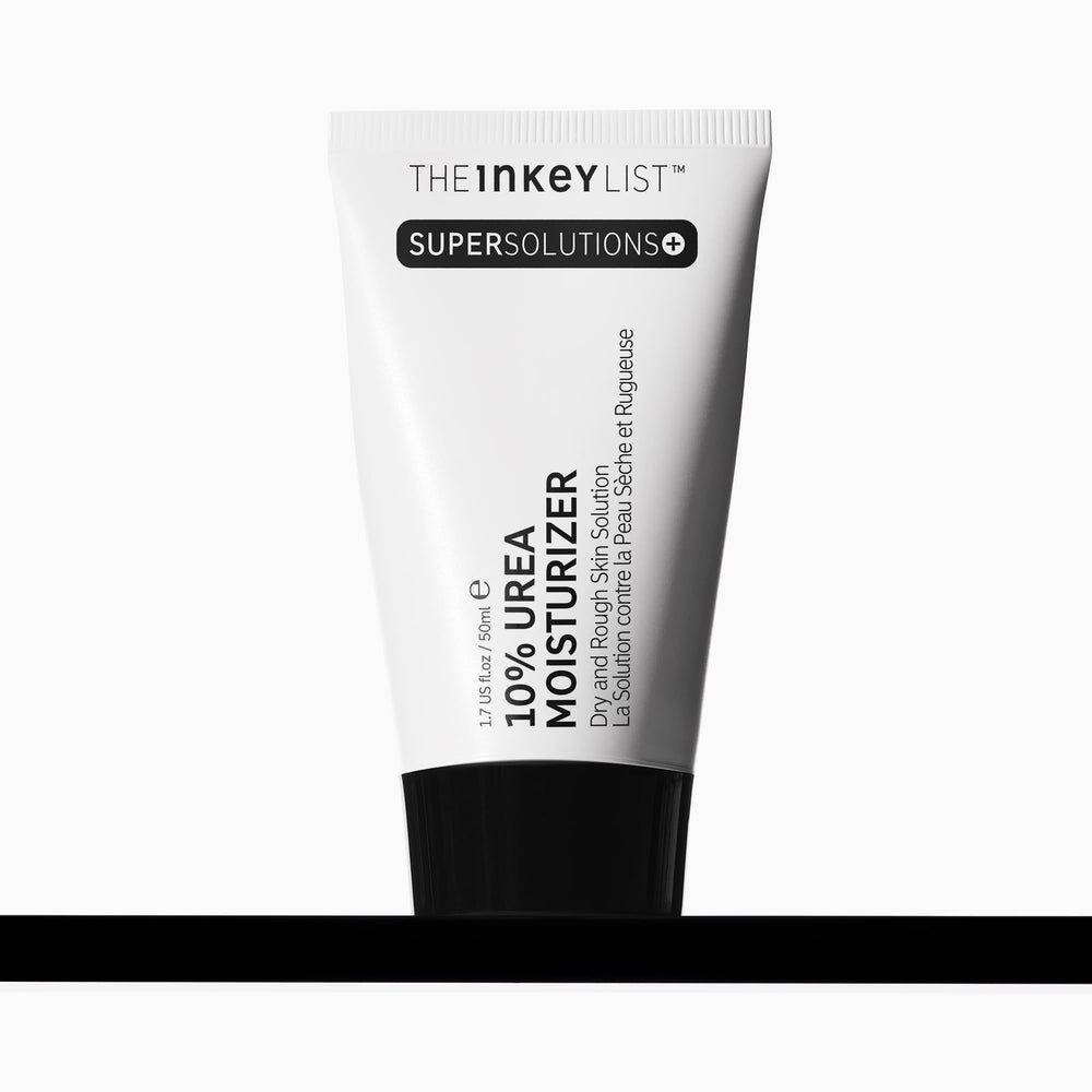The INKEY List SuperSolutions Urea 10% Moisturizer tube closeup showing smooth texture and hydration