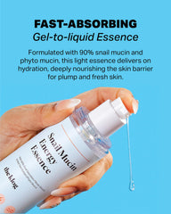 Gel-to-liquid texture of The Klog Snail Mucin Energy Essence absorbs quickly for refreshed skin.