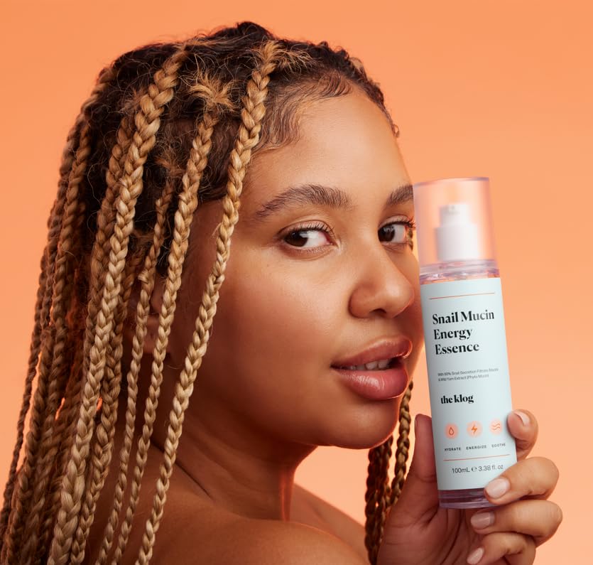 Ingredient list highlights snail mucin and wild yam in The Klog Energy Essence.