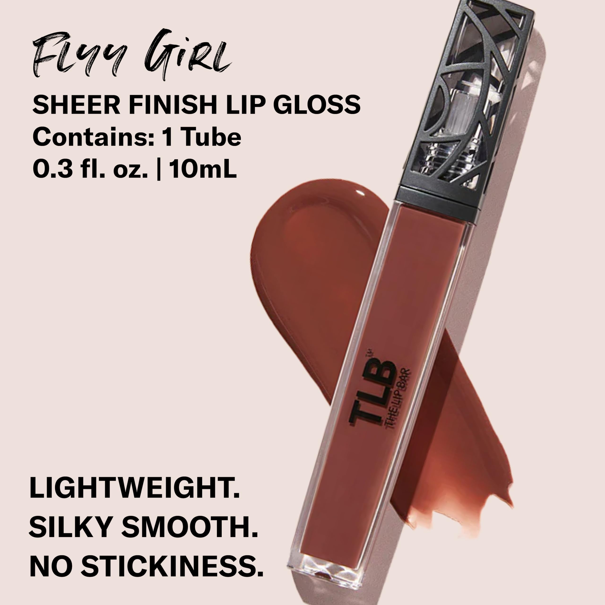 The Lip Bar Flyy Girl gloss packaging highlights vegan, cruelty-free branding and portability.