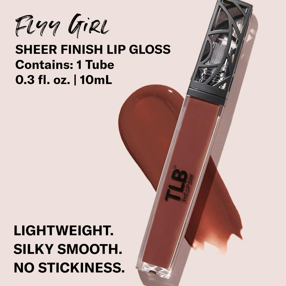 The Lip Bar Flyy Girl gloss packaging highlights vegan, cruelty-free branding and portability.
