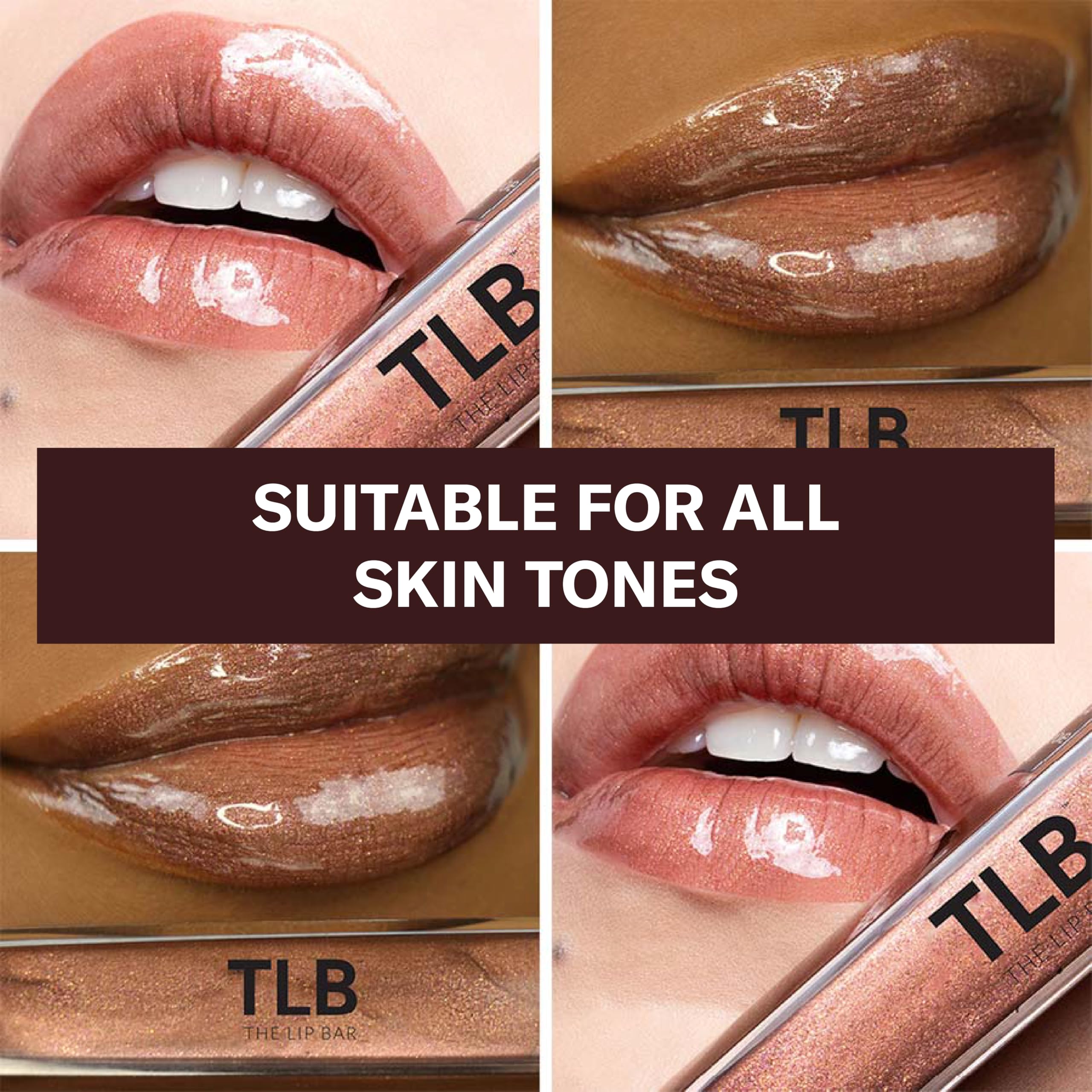 The Lip Bar gloss extra brown shimmer swatches reveal sheer color and high shine.