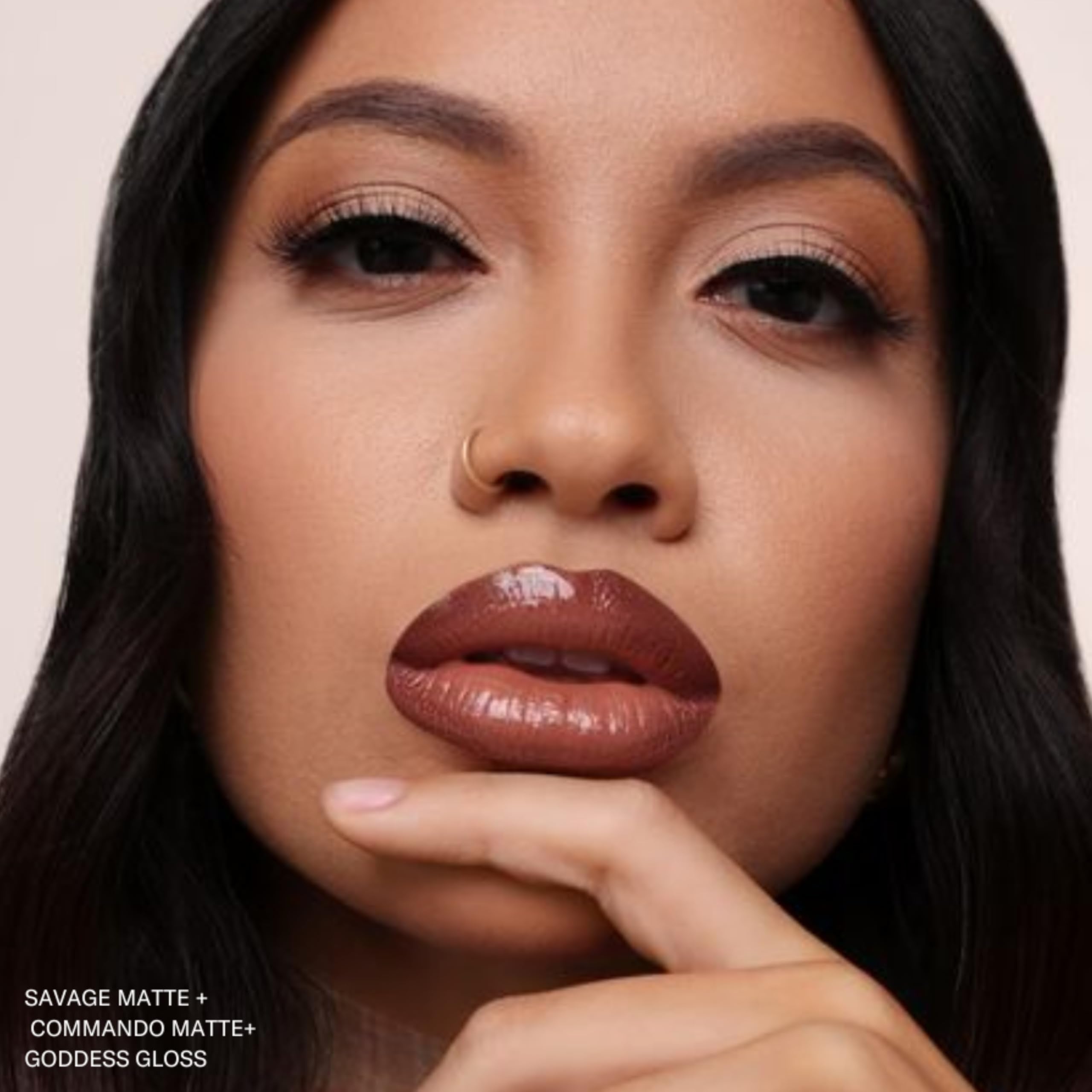 The Lip Bar Savage lip look delivers bold color with all-day impact.