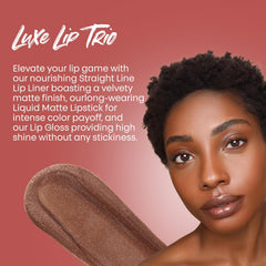 The Lip Bar vegan lip kit Naturalista liquid matte lipstick swatch in soft brown.