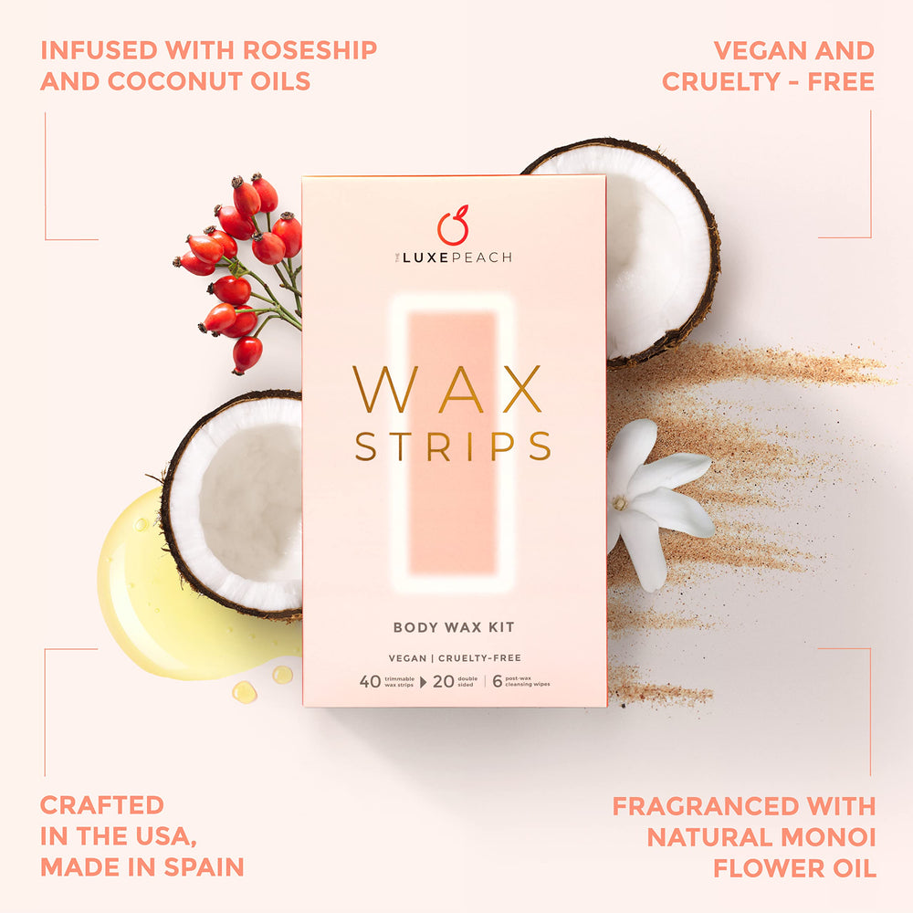 The Luxe Peach oil-infused strips with coconut and rosehip for soothing sensation