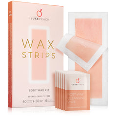 The Luxe Peach wax strips pack ready for body and face, convenient at home