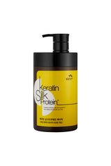 The Man Company Man with Flowers keratin silkprotein hair pack bottle pour for nourishing damaged hair.