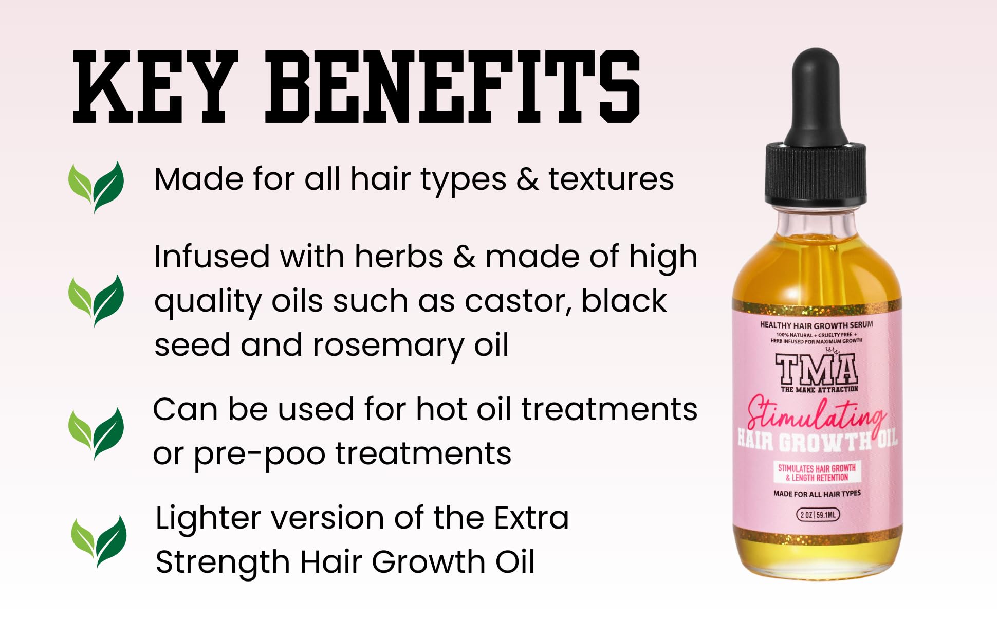 Close-up of The Mane Attraction Hair Oil texture displaying a light, non-greasy sheen