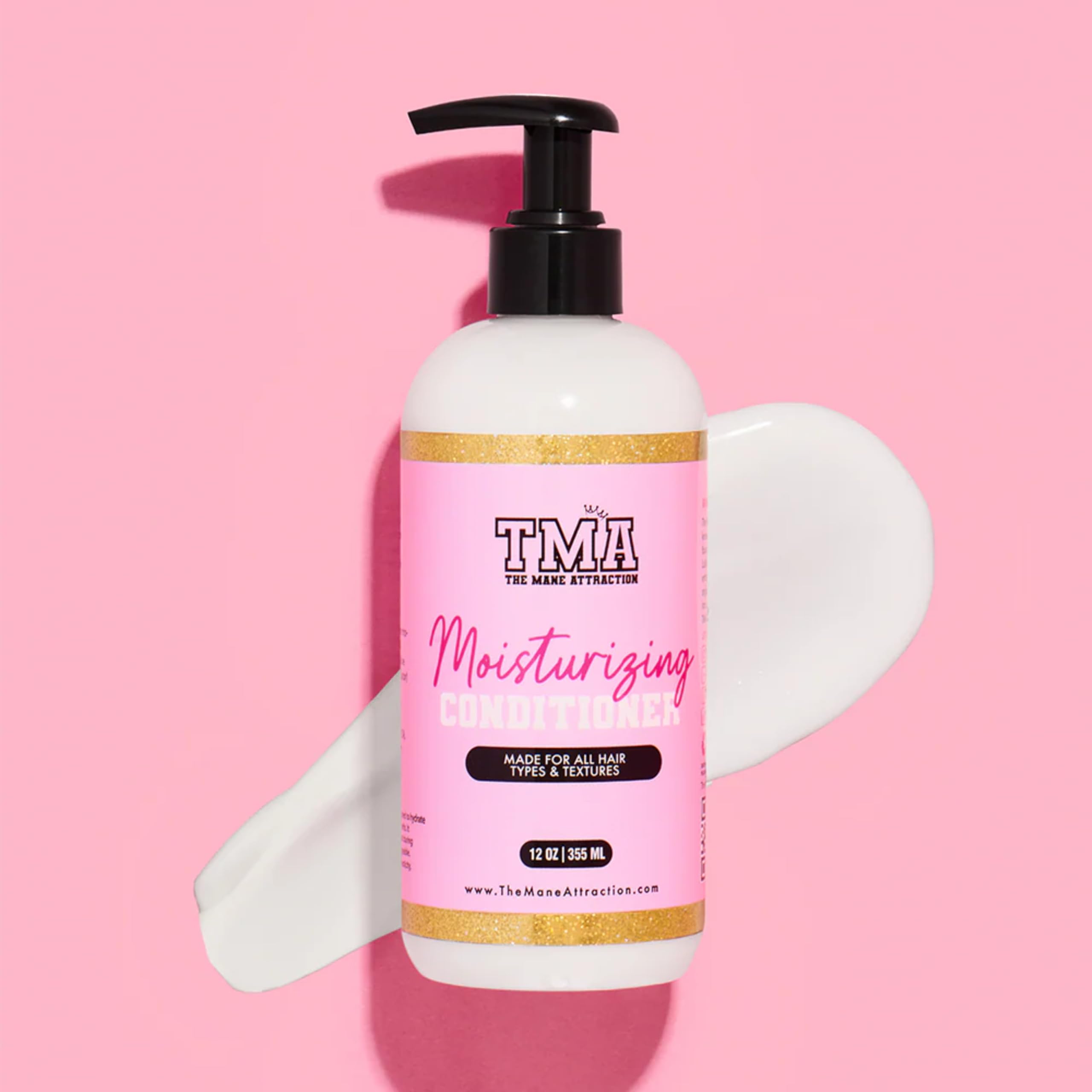 The Mane Attraction Moisturizing Conditioner tub opened shows creamy formula ready to apply