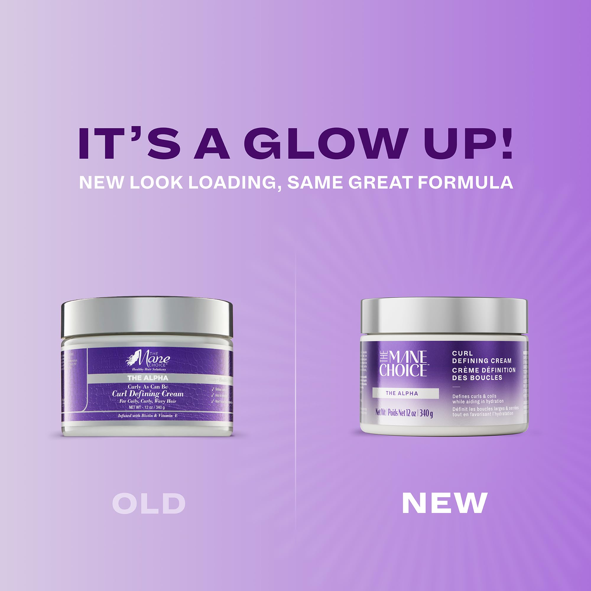 The Mane Choice Alpha Curly Cream packaging on shelf highlighting hydration for defined curls.