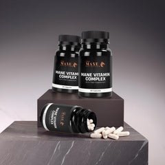 Daily-use setup with The Mane Solution Vitamin Complex supports routine hair nourishment.