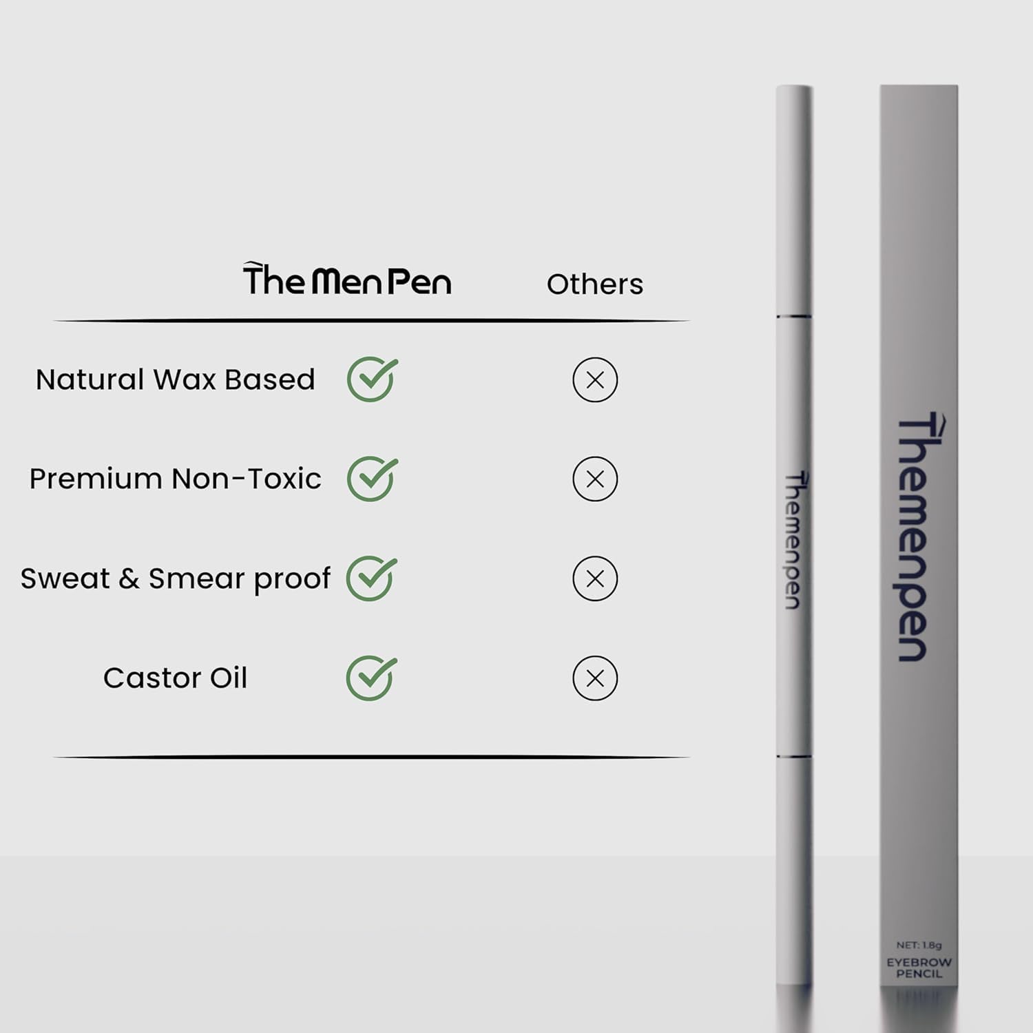 The Men Pen microblading eyebrow pen creates fuller, natural brows.