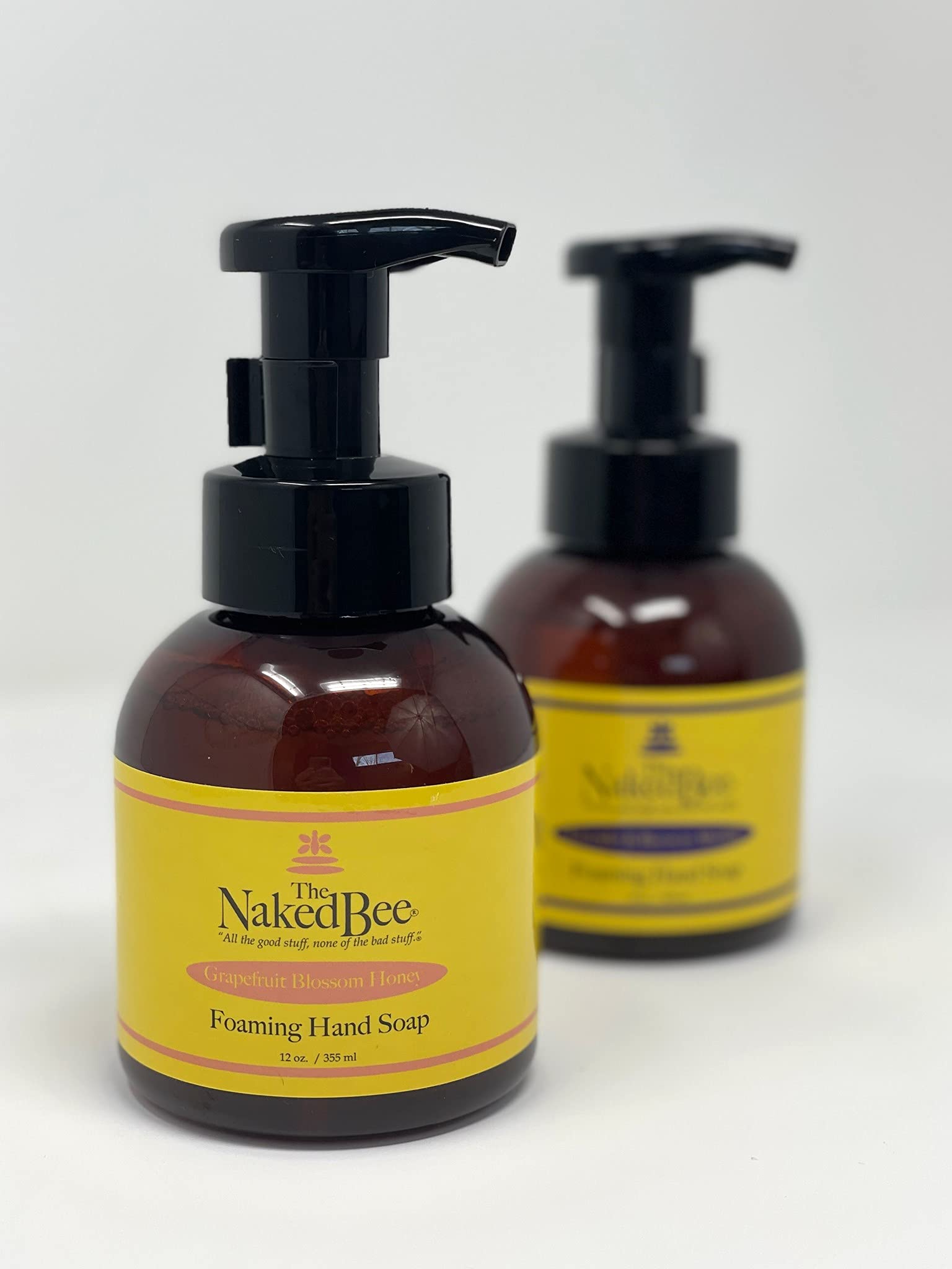 The Naked Bee Grapefruit Blossom Honey foam pump dispense shows easy, mess-free handwashing.