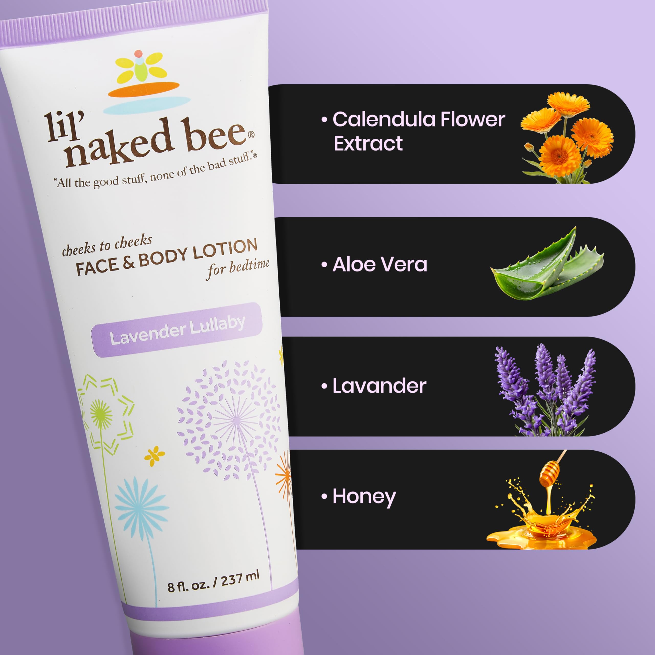 The Naked Bee lotion highlights honey and ceramide-3 for nourishment