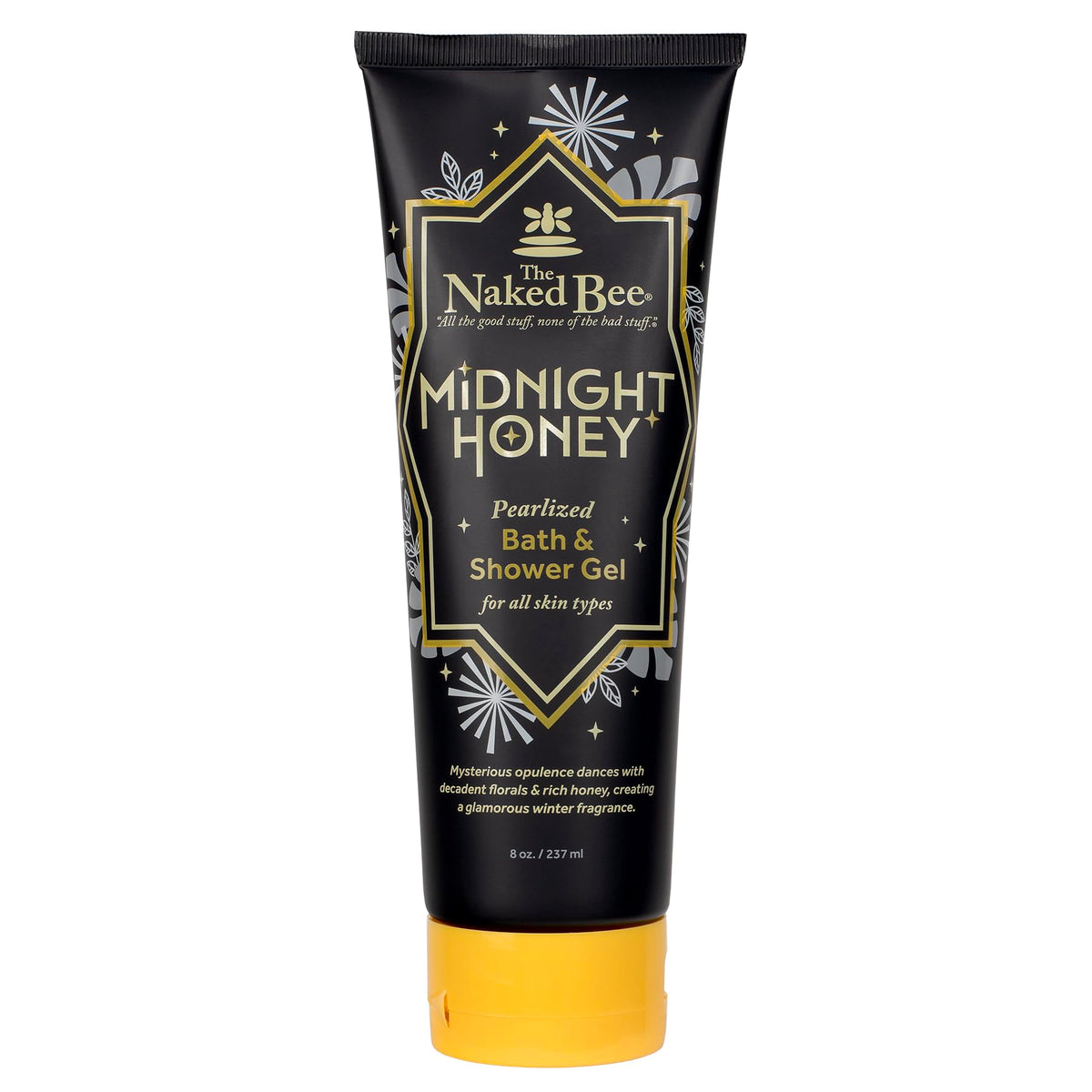 The Naked Bee Midnight Honey bath gel 8 oz bottle with rich lather.