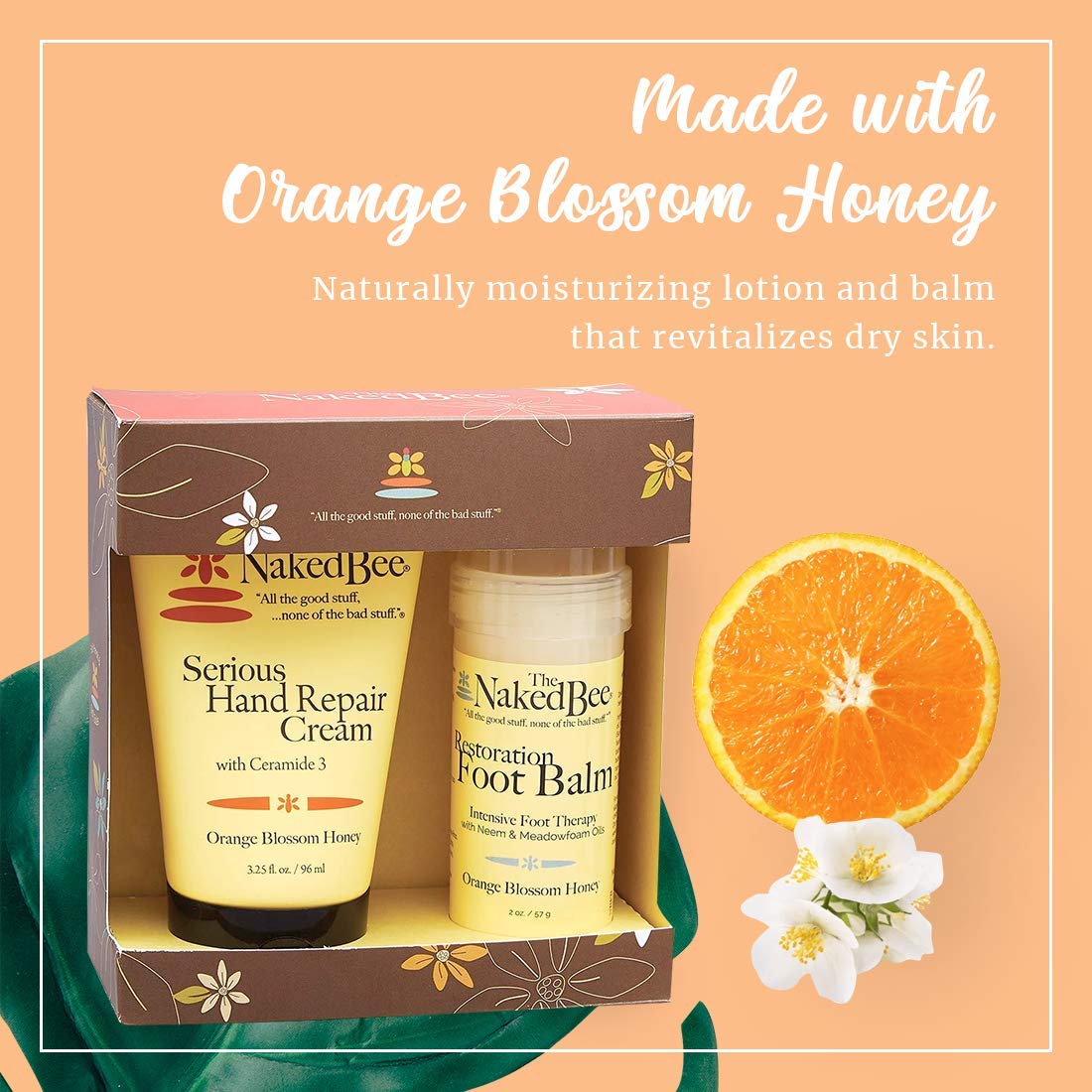 The Naked Bee orange blossom honey foot balm roll-on softens calluses.