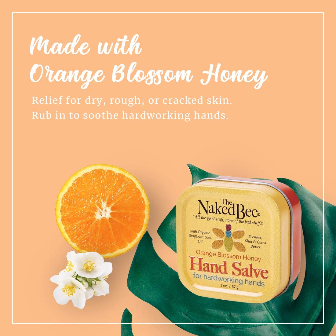 The Naked Bee hand salve jar closeup showing creamy texture for dry skin relief