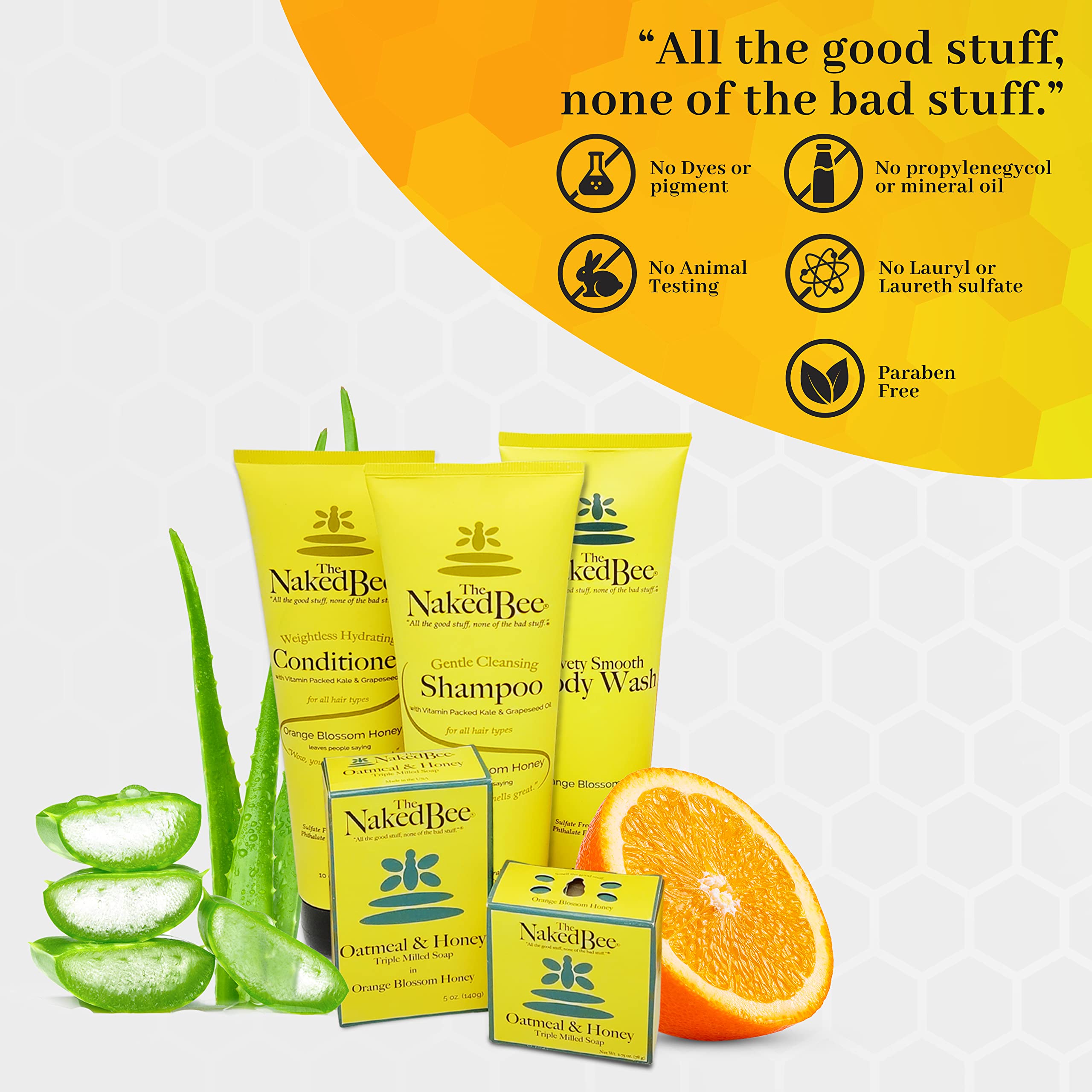 The Naked Bee orange blossom honey jar highlights natural hydration during cleansing.